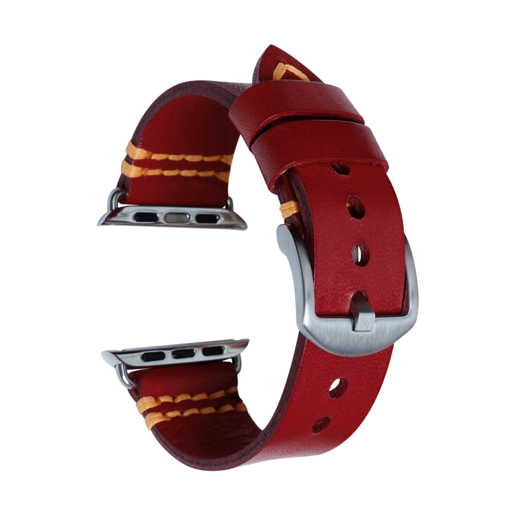 22mm red leather watch strap