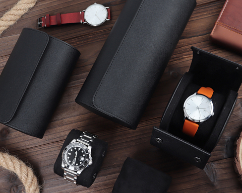 Leather watch roll