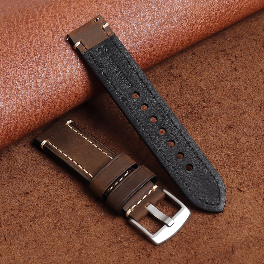 ZOVNE- Watch Strap Store Top Grain Cowhide Leather Watch Band in 20mm 22mm Watch Strap for Brand Watches with Black/Blue/Brown
