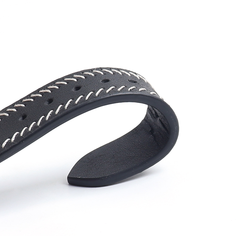 ZOVNE Black Genuine Leather Watch Bands for Men in 22mm with New Stitching