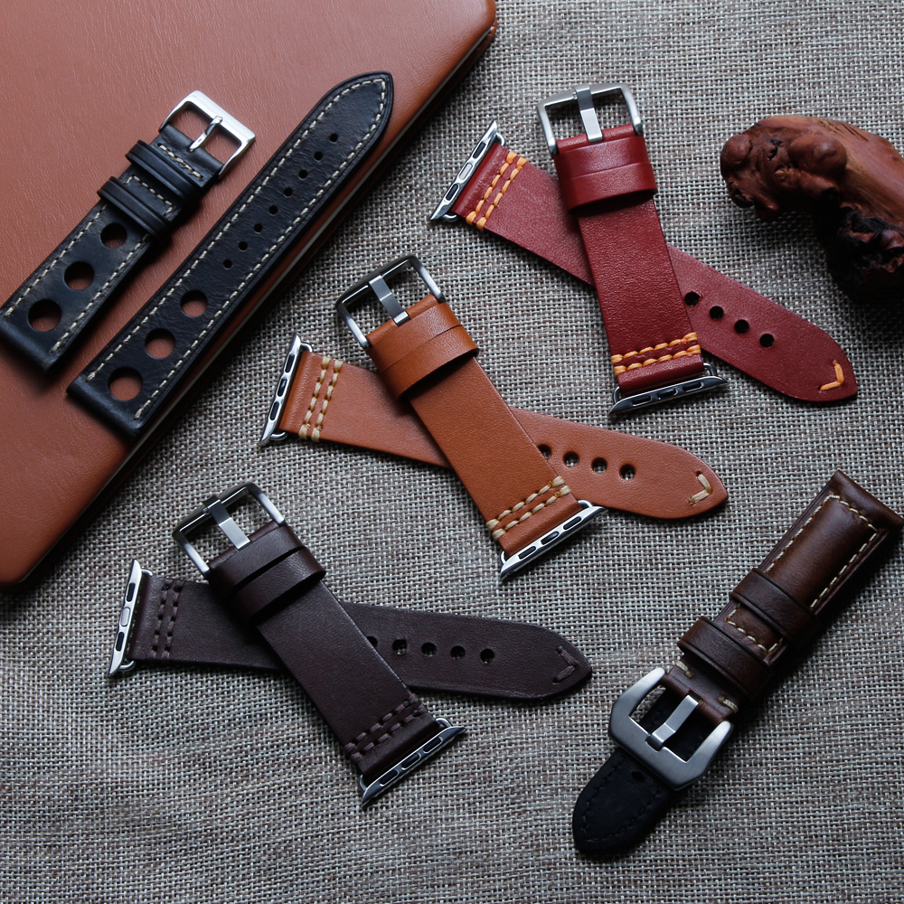 ZOVNE Handmade Leather Apple Watch Band with High Quality in 22mm 24mm