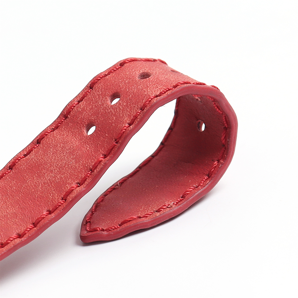 ZOVNE Red Vegetable Tanned Leather Watch Straps for Men in 20mm 22mm with Handmade Stitching